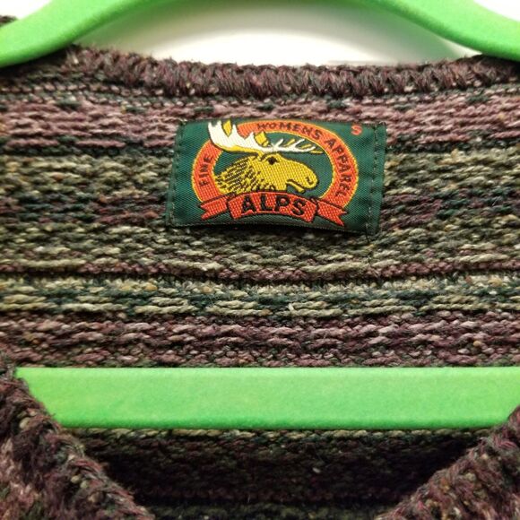 Alps fair isle Sweater Womens Cardigan Sz M Wool Button up USA Vintage - Picture 4 of 11